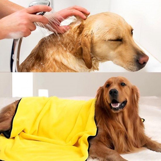 HTRTRR Quick Dry Dog Towel, 2 Pack Pet Dog Towels Super Microfiber, Soft, Comfortable and Absorbent (Yellow/Green, 60 x 120 cm) HTRTRR Quick Dry Dog Towel, 2 Pack Pet Dog Towels Super Microfiber, Soft, Comfortable and Absorbent (Yellow/Green, 60 x 120 cm)