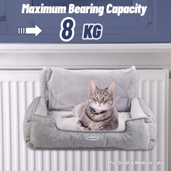 Happi N Pets Cat Bed for Heaters, Cuddly Cat Heating Lounger, Adjustable Hook for Various Heaters, Cat Hammock for Heaters, Grey Happi N Pets Cat Bed for Heaters, Cuddly Cat Heating Lounger, Adjustable Hook for Various Heaters, Cat Hammock for Heaters, Grey