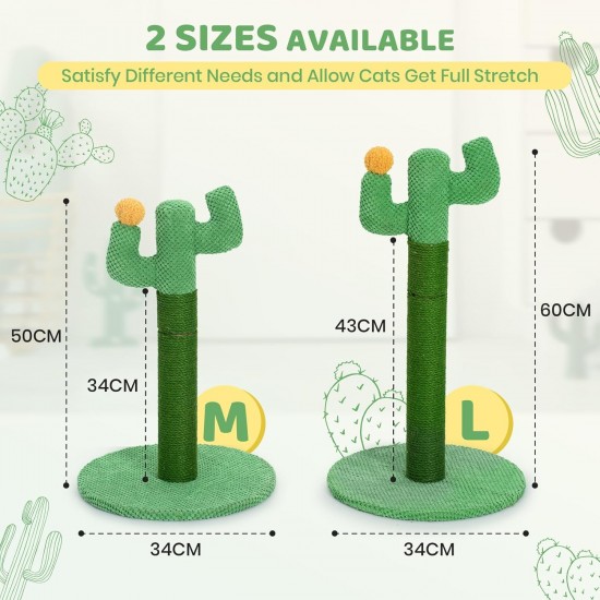 Happy & Polly Cat Scratching Post - Jute Cactus Scratching Post - Height 50 cm Small Creative Scratching Post with Stable Base for Kittens and Adult Cats - Green Happy & Polly Cat Scratching Post - Jute Cactus Scratching Post - Height 50 cm Small Creative Scratching Post with Stable Base for Kittens and Adult Cats - Green