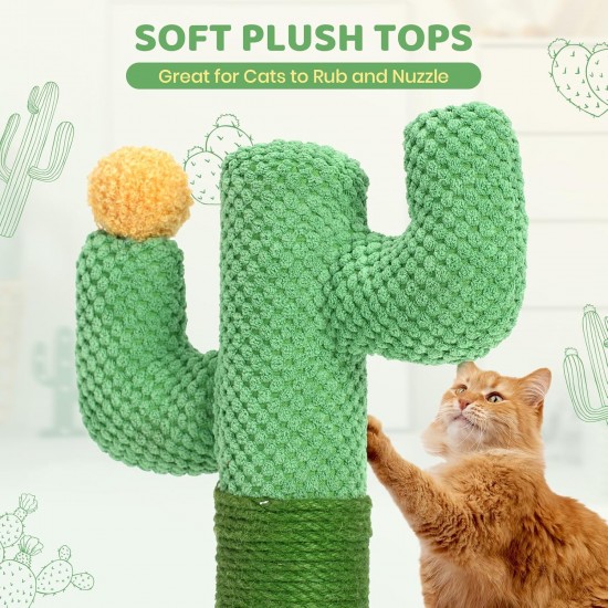 Happy & Polly Cat Scratching Post - Jute Cactus Scratching Post - Height 50 cm Small Creative Scratching Post with Stable Base for Kittens and Adult Cats - Green Happy & Polly Cat Scratching Post - Jute Cactus Scratching Post - Height 50 cm Small Creative Scratching Post with Stable Base for Kittens and Adult Cats - Green