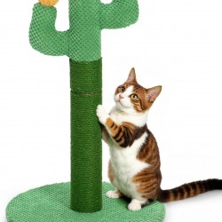 Happy & Polly Cat Scratching Post - Jute Cactus Scratching Post - Height 50 cm Small Creative Scratching Post with Stable Base for Kittens and Adult Cats - Green Happy & Polly Cat Scratching Post - Jute Cactus Scratching Post - Height 50 cm Small Creative Scratching Post with Stable Base for Kittens and Adult Cats - Green