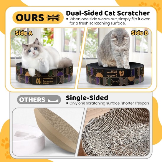 Happy&Polly Scratching Cardboard for Cats - Round 2 in 1 Double-Sided Usable Scratching Mat Cat Toy Scratching Furniture Corrugated Cardboard Recyclable Scratching Pad Made of Quality Cardboard, Keep Happy&Polly Scratching Cardboard for Cats - Round 2 in 1 Double-Sided Usable Scratching Mat Cat Toy Scratching Furniture Corrugated Cardboard Recyclable Scratching Pad Made of Quality Cardboard, Keep