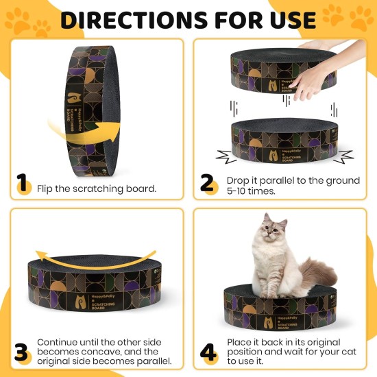 Happy&Polly Scratching Cardboard for Cats - Round 2 in 1 Double-Sided Usable Scratching Mat Cat Toy Scratching Furniture Corrugated Cardboard Recyclable Scratching Pad Made of Quality Cardboard, Keep Happy&Polly Scratching Cardboard for Cats - Round 2 in 1 Double-Sided Usable Scratching Mat Cat Toy Scratching Furniture Corrugated Cardboard Recyclable Scratching Pad Made of Quality Cardboard, Keep
