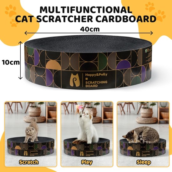 Happy&Polly Scratching Cardboard for Cats - Round 2 in 1 Double-Sided Usable Scratching Mat Cat Toy Scratching Furniture Corrugated Cardboard Recyclable Scratching Pad Made of Quality Cardboard, Keep Happy&Polly Scratching Cardboard for Cats - Round 2 in 1 Double-Sided Usable Scratching Mat Cat Toy Scratching Furniture Corrugated Cardboard Recyclable Scratching Pad Made of Quality Cardboard, Keep
