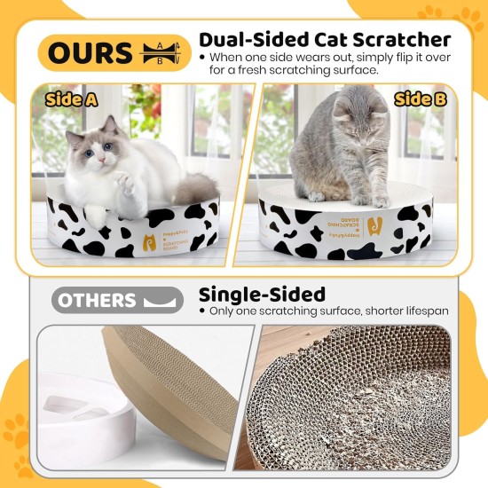 Happy&Polly Scratching Cardboard for Cats - Round 2 in 1 Double-Sided Usable Scratching Mat Cat Toy Scratching Furniture Corrugated Cardboard Recyclable Scratching Pad Made of Quality Cardboard, Keep Happy&Polly Scratching Cardboard for Cats - Round 2 in 1 Double-Sided Usable Scratching Mat Cat Toy Scratching Furniture Corrugated Cardboard Recyclable Scratching Pad Made of Quality Cardboard, Keep