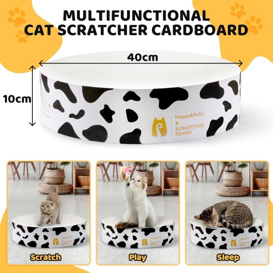Happy&Polly Scratching Cardboard for Cats - Round 2 in 1 Double-Sided Usable Scratching Mat Cat Toy Scratching Furniture Corrugated Cardboard Recyclable Scratching Pad Made of Quality Cardboard, Keep Happy&Polly Scratching Cardboard for Cats - Round 2 in 1 Double-Sided Usable Scratching Mat Cat Toy Scratching Furniture Corrugated Cardboard Recyclable Scratching Pad Made of Quality Cardboard, Keep