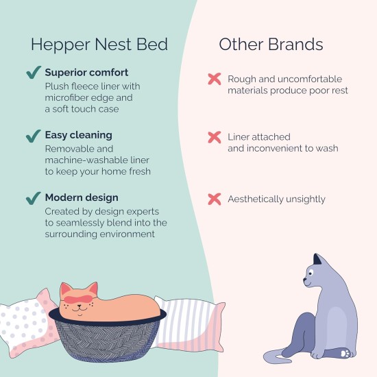 Hepper Nest Cat Bed Keep Fur Off Your Couch, Bed and Furniture with the Modern Pet Bed for Cats and Small Dogs. Removable, Washable Fleece Microfibre Liner. Cats Love to Hepper Nest Cat Bed Keep Fur Off Your Couch, Bed and Furniture with the Modern Pet Bed for Cats and Small Dogs. Removable, Washable Fleece Microfibre Liner. Cats Love to