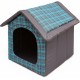 HobbyDog Dog House for Medium Dogs - Cat House, Cat Cave - with Removable Roof - Pet House for Cats and Dogs for Indoor/Indoor 60 x 55 x 60 cm [XL] Blue Checked