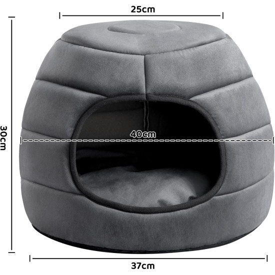 Hollypet Cat Bed, Small Dog Bed, 2-in-1 Foldable Pet Cave Bed, Warm Crystal Velvet Pet Bed, Grey, S Hollypet Cat Bed, Small Dog Bed, 2-in-1 Foldable Pet Cave Bed, Warm Crystal Velvet Pet Bed, Grey, S