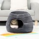 Hollypet Cat Bed, Small Dog Bed, 2-in-1 Foldable Pet Cave Bed, Warm Crystal Velvet Pet Bed, Grey, S Hollypet Cat Bed, Small Dog Bed, 2-in-1 Foldable Pet Cave Bed, Warm Crystal Velvet Pet Bed, Grey, S