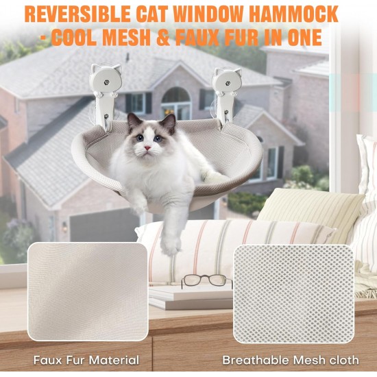 Homegroove Katzenfenster-Sitzplatz, 45 x 30 Zentimeter Faltbare Katzenhängematte für Fenster mit stabilem Metallrahmen (Grau, 45 x 30 cm) Homegroove Katzenfenster-Sitzplatz, 45 x 30 Zentimeter Faltbare Katzenhängematte für Fenster mit stabilem Metallrahmen (Grau, 45 x 30 cm)