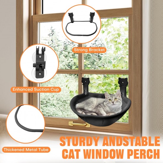 Homegroove Katzenfenster-Sitzplatz, 45 x 30 Zentimeter Faltbare Katzenhängematte für Fenster mit stabilem Metallrahmen (Grau, 45 x 30 cm) Homegroove Katzenfenster-Sitzplatz, 45 x 30 Zentimeter Faltbare Katzenhängematte für Fenster mit stabilem Metallrahmen (Grau, 45 x 30 cm)