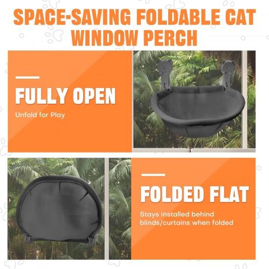 Homegroove Katzenfenster-Sitzplatz, 45 x 30 Zentimeter Faltbare Katzenhängematte für Fenster mit stabilem Metallrahmen (Grau, 45 x 30 cm) Homegroove Katzenfenster-Sitzplatz, 45 x 30 Zentimeter Faltbare Katzenhängematte für Fenster mit stabilem Metallrahmen (Grau, 45 x 30 cm)