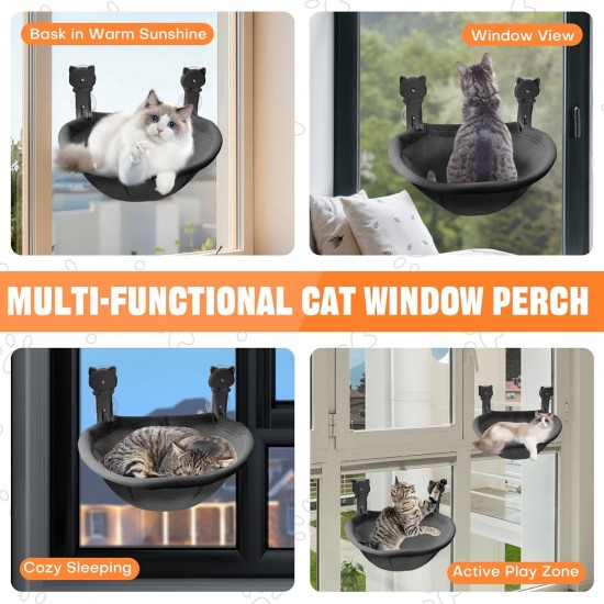 Homegroove Katzenfenster-Sitzplatz, 45 x 30 Zentimeter Faltbare Katzenhängematte für Fenster mit stabilem Metallrahmen (Grau, 45 x 30 cm) Homegroove Katzenfenster-Sitzplatz, 45 x 30 Zentimeter Faltbare Katzenhängematte für Fenster mit stabilem Metallrahmen (Grau, 45 x 30 cm)