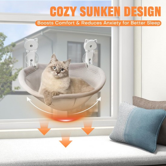 Homegroove Katzenfenster-Sitzplatz, 45 x 30 Zentimeter Faltbare Katzenhängematte für Fenster mit stabilem Metallrahmen (Grau, 45 x 30 cm) Homegroove Katzenfenster-Sitzplatz, 45 x 30 Zentimeter Faltbare Katzenhängematte für Fenster mit stabilem Metallrahmen (Grau, 45 x 30 cm)