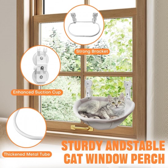 Homegroove Katzenfenster-Sitzplatz, 45 x 30 Zentimeter Faltbare Katzenhängematte für Fenster mit stabilem Metallrahmen (Grau, 45 x 30 cm) Homegroove Katzenfenster-Sitzplatz, 45 x 30 Zentimeter Faltbare Katzenhängematte für Fenster mit stabilem Metallrahmen (Grau, 45 x 30 cm)