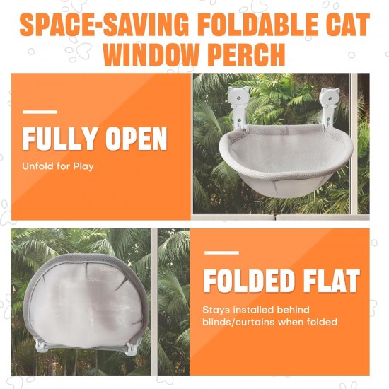 Homegroove Katzenfenster-Sitzplatz, 45 x 30 Zentimeter Faltbare Katzenhängematte für Fenster mit stabilem Metallrahmen (Grau, 45 x 30 cm) Homegroove Katzenfenster-Sitzplatz, 45 x 30 Zentimeter Faltbare Katzenhängematte für Fenster mit stabilem Metallrahmen (Grau, 45 x 30 cm)