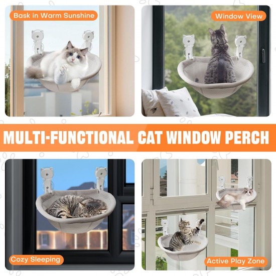 Homegroove Katzenfenster-Sitzplatz, 45 x 30 Zentimeter Faltbare Katzenhängematte für Fenster mit stabilem Metallrahmen (Grau, 45 x 30 cm) Homegroove Katzenfenster-Sitzplatz, 45 x 30 Zentimeter Faltbare Katzenhängematte für Fenster mit stabilem Metallrahmen (Grau, 45 x 30 cm)