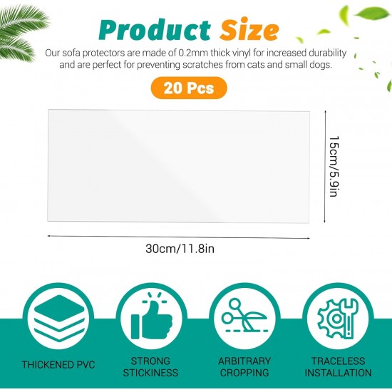 Huakaile 20 Packungen Transparenter Katzenkratz-Möbelschutz, 15 x 30 cm, Couchschutz von Katzenkrallen, nicht klebend, klar, einseitig, Anti-Kratzband, Couchbezug (20) Huakaile 20 Packungen Transparenter Katzenkratz-Möbelschutz, 15 x 30 cm, Couchschutz von Katzenkrallen, nicht klebend, klar, einseitig, Anti-Kratzband, Couchbezug (20)
