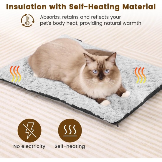 IDOGCHEW Self-Heating Cat Blanket 60 x 45 cm, Electric Blanket without Electricity for Cats, Fluffy & Silent Heat Blanket Cat, Comfortable Washable Cat Blanket with Non-Slip Function, Light Grey IDOGCHEW Self-Heating Cat Blanket 60 x 45 cm, Electric Blanket without Electricity for Cats, Fluffy & Silent Heat Blanket Cat, Comfortable Washable Cat Blanket with Non-Slip Function, Light Grey