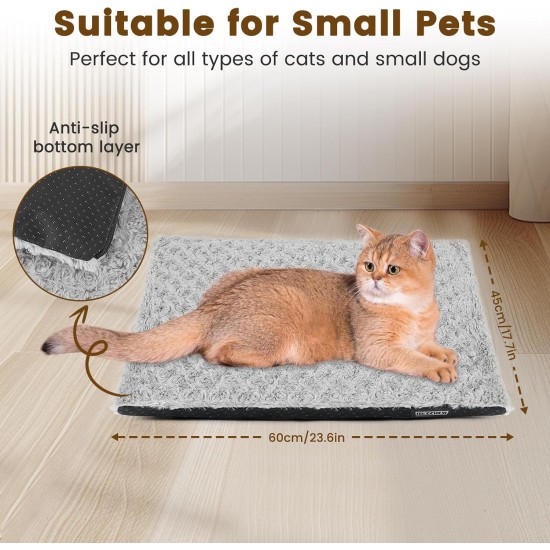 IDOGCHEW Self-Heating Cat Blanket 60 x 45 cm, Electric Blanket without Electricity for Cats, Fluffy & Silent Heat Blanket Cat, Comfortable Washable Cat Blanket with Non-Slip Function, Light Grey IDOGCHEW Self-Heating Cat Blanket 60 x 45 cm, Electric Blanket without Electricity for Cats, Fluffy & Silent Heat Blanket Cat, Comfortable Washable Cat Blanket with Non-Slip Function, Light Grey