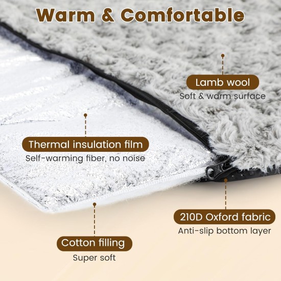 IDOGCHEW Self-Heating Cat Blanket 60 x 45 cm, Electric Blanket without Electricity for Cats, Fluffy & Silent Heat Blanket Cat, Comfortable Washable Cat Blanket with Non-Slip Function, Light Grey IDOGCHEW Self-Heating Cat Blanket 60 x 45 cm, Electric Blanket without Electricity for Cats, Fluffy & Silent Heat Blanket Cat, Comfortable Washable Cat Blanket with Non-Slip Function, Light Grey