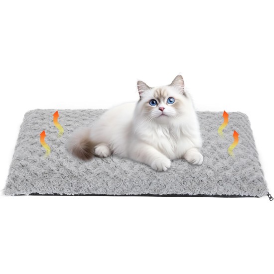 IDOGCHEW Self-Heating Cat Blanket 60 x 45 cm, Electric Blanket without Electricity for Cats, Fluffy & Silent Heat Blanket Cat, Comfortable Washable Cat Blanket with Non-Slip Function, Light Grey IDOGCHEW Self-Heating Cat Blanket 60 x 45 cm, Electric Blanket without Electricity for Cats, Fluffy & Silent Heat Blanket Cat, Comfortable Washable Cat Blanket with Non-Slip Function, Light Grey