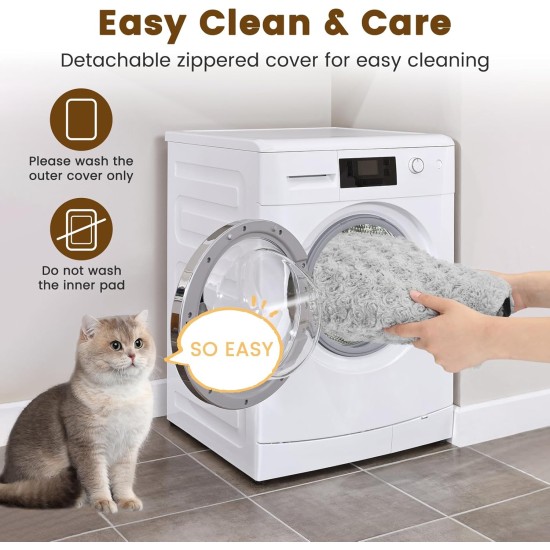 IDOGCHEW Self-Heating Cat Blanket 60 x 45 cm, Electric Blanket without Electricity for Cats, Fluffy & Silent Heat Blanket Cat, Comfortable Washable Cat Blanket with Non-Slip Function, Light Grey IDOGCHEW Self-Heating Cat Blanket 60 x 45 cm, Electric Blanket without Electricity for Cats, Fluffy & Silent Heat Blanket Cat, Comfortable Washable Cat Blanket with Non-Slip Function, Light Grey