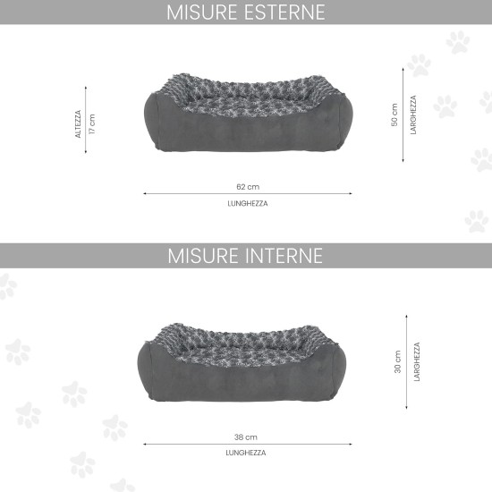Italian Bed Linen Zoe Item for Dogs and Cats, Dog Bed, 62 x 50 x H17 cm Italian Bed Linen Zoe Item for Dogs and Cats, Dog Bed, 62 x 50 x H17 cm