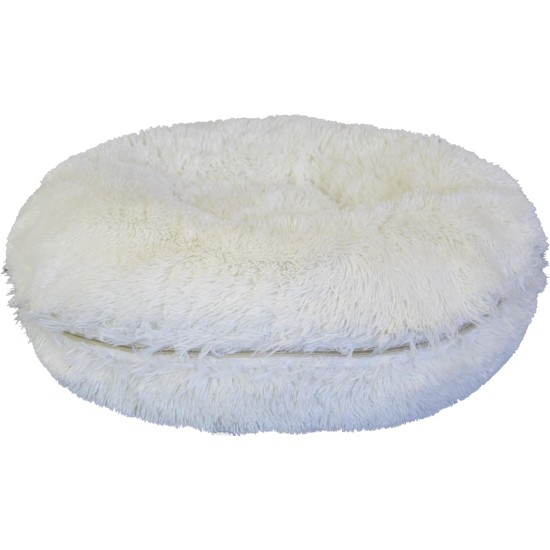 JACK AND VANILLA, Langer Plüsch-Hocker für Hunde und Katzen, bequem und weich, ideal zum Ausruhen und Spielen, Größe Ø105 cm, weiße Farbe JACK AND VANILLA, Langer Plüsch-Hocker für Hunde und Katzen, bequem und weich, ideal zum Ausruhen und Spielen, Größe Ø105 cm, weiße Farbe