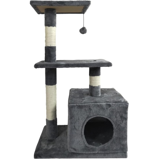 JACK AND VANILLA, Modern Cat Scratching Post, Elegant and Durable Design, Ideal for Scratching and Resting, Dimensions 30 x 30 x 90 cm, Grey Finish, Cat Tree Model JACK AND VANILLA, Modern Cat Scratching Post, Elegant and Durable Design, Ideal for Scratching and Resting, Dimensions 30 x 30 x 90 cm, Grey Finish, Cat Tree Model