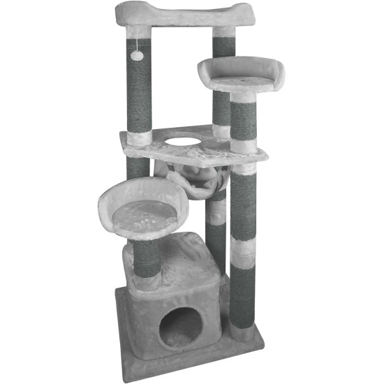 JACK AND VANILLA, Modern Cat Scratching Post, Elegant and Durable Design, Ideal for Scratching and Resting, Dimensions 30 x 30 x 90 cm, Grey Finish, Cat Tree Model JACK AND VANILLA, Modern Cat Scratching Post, Elegant and Durable Design, Ideal for Scratching and Resting, Dimensions 30 x 30 x 90 cm, Grey Finish, Cat Tree Model