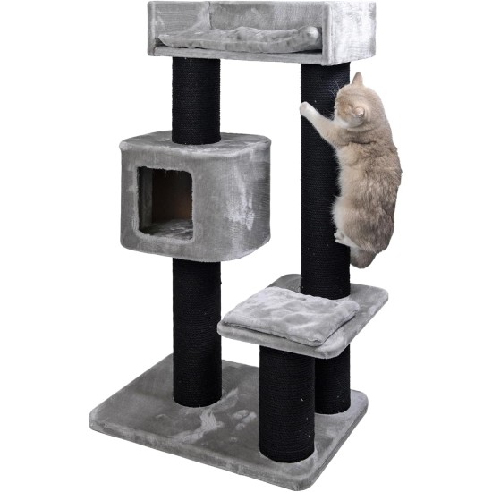 JACK AND VANILLA, Modern Cat Scratching Post, Elegant and Durable Design, Ideal for Scratching and Resting, Dimensions 30 x 30 x 90 cm, Grey Finish, Cat Tree Model JACK AND VANILLA, Modern Cat Scratching Post, Elegant and Durable Design, Ideal for Scratching and Resting, Dimensions 30 x 30 x 90 cm, Grey Finish, Cat Tree Model