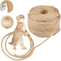JOYUE Sisal Rope for Scratching Post, Sisal for Cats, 50 Metres Lead, Natural Rope, 6 mm, Natural Scratching Pole, Cat Tree, Scratching Rope Repair, Garden Decoration, DIY (50 m) JOYUE Sisal Rope for Scratching Post, Sisal for Cats, 50 Metres Lead, Natural Rope, 6 mm, Natural Scratching Pole, Cat Tree, Scratching Rope Repair, Garden Decoration, DIY (50 m)