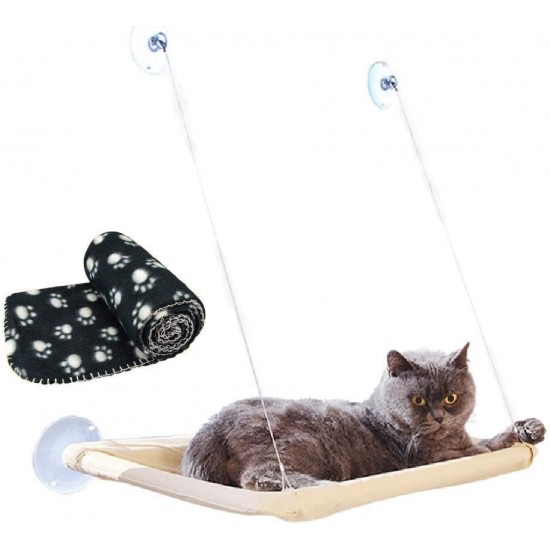 JZK Cat Window Seat, Window Lounger, Hammock + Cat Blanket, Sunbathing, Cat Bed, Pet Bed, for Pet Cat, Small Dog, Rabbit, or Other Small Animals JZK Cat Window Seat, Window Lounger, Hammock + Cat Blanket, Sunbathing, Cat Bed, Pet Bed, for Pet Cat, Small Dog, Rabbit, or Other Small Animals