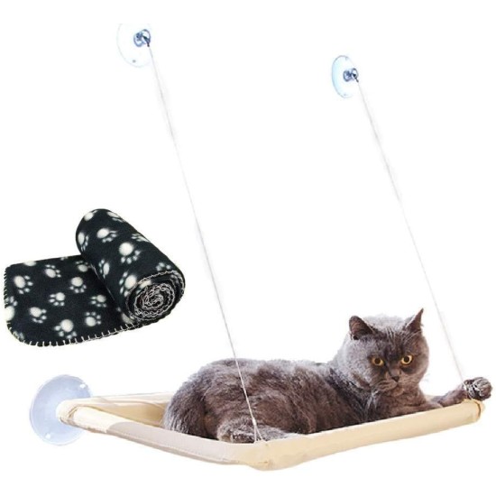 JZK Cat Window Seat, Window Lounger, Hammock + Cat Blanket, Sunbathing, Cat Bed, Pet Bed, for Pet Cat, Small Dog, Rabbit, or Other Small Animals JZK Cat Window Seat, Window Lounger, Hammock + Cat Blanket, Sunbathing, Cat Bed, Pet Bed, for Pet Cat, Small Dog, Rabbit, or Other Small Animals