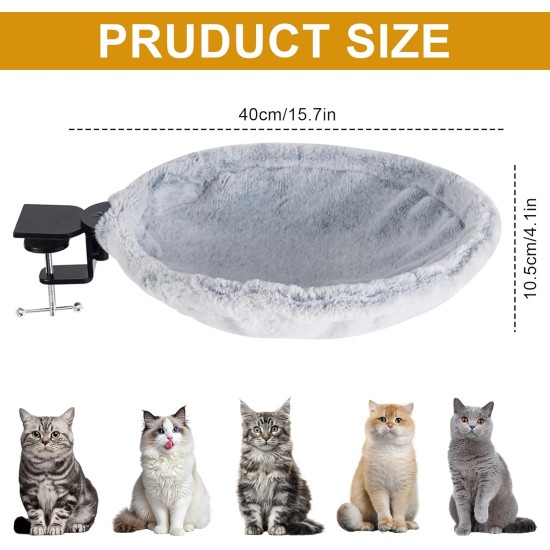 Jinfanshurich Cat Bed for Desk - 360° Rotatable & Height Adjustable Cat Basket, Removable Portable Cat Bed Stand, Soft Cat Hammock for Home Office (Grey) Jinfanshurich Cat Bed for Desk - 360° Rotatable & Height Adjustable Cat Basket, Removable Portable Cat Bed Stand, Soft Cat Hammock for Home Office (Grey)
