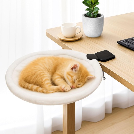 Jinfanshurich Cat Bed for Desk - 360° Rotatable & Height Adjustable Cat Basket, Removable Portable Cat Bed Stand, Soft Cat Hammock for Home Office (Grey) Jinfanshurich Cat Bed for Desk - 360° Rotatable & Height Adjustable Cat Basket, Removable Portable Cat Bed Stand, Soft Cat Hammock for Home Office (Grey)
