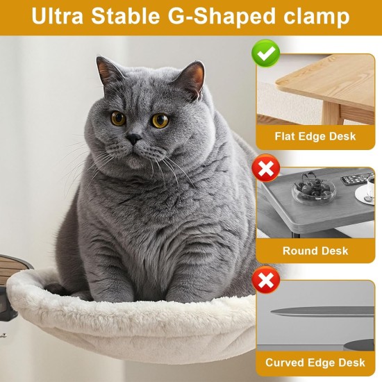 Jinfanshurich Cat Bed for Desk - 360° Rotatable & Height Adjustable Cat Basket, Removable Portable Cat Bed Stand, Soft Cat Hammock for Home Office (Grey) Jinfanshurich Cat Bed for Desk - 360° Rotatable & Height Adjustable Cat Basket, Removable Portable Cat Bed Stand, Soft Cat Hammock for Home Office (Grey)