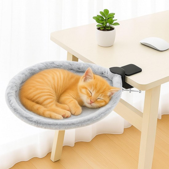 Jinfanshurich Cat Bed for Desk - 360° Rotatable & Height Adjustable Cat Basket, Removable Portable Cat Bed Stand, Soft Cat Hammock for Home Office (Grey) Jinfanshurich Cat Bed for Desk - 360° Rotatable & Height Adjustable Cat Basket, Removable Portable Cat Bed Stand, Soft Cat Hammock for Home Office (Grey)