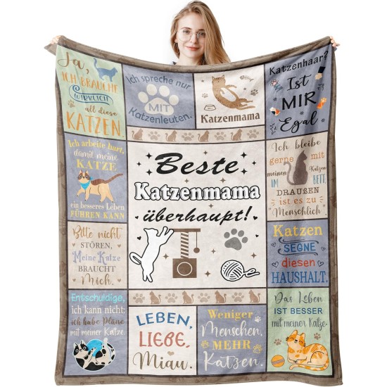 Jinmaple Gift for Cat Lovers Women, Cat Mum Gift Blanket 150 x 130 cm, Cat Gifts for Mum Mother Cat Lovers Birthday Mother's Day Gifts for Cat Mum Mum from Daughter Son Jinmaple Gift for Cat Lovers Women, Cat Mum Gift Blanket 150 x 130 cm, Cat Gifts for Mum Mother Cat Lovers Birthday Mother's Day Gifts for Cat Mum Mum from Daughter Son