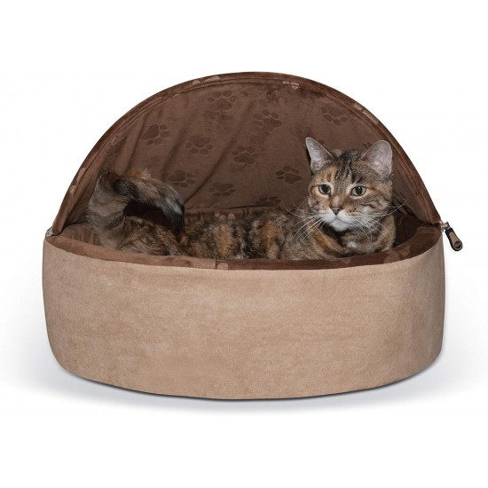 K&H Pet Products K&H Manufacturing Self-Warming Kitty Hooded Bed, Large/20, Chocolate/Tan K&H Pet Products K&H Manufacturing Self-Warming Kitty Hooded Bed, Large/20, Chocolate/Tan