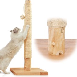 KONELCARE Premium 89 cm Cat Scratching Post - Natural Pear Wood, Sisal Rope, Rubber Wood Base with Oak Skin, Ideal for Large Cats, Free Rope Replacement KONELCARE Premium 89 cm Cat Scratching Post - Natural Pear Wood, Sisal Rope, Rubber Wood Base with Oak Skin, Ideal for Large Cats, Free Rope Replacement