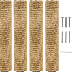 Kathson 4 Pieces Cat Scratching Post Replacement 15 Inch Natural Jute Replacement Extension Scratching Post for Cats Tree DIY Craft Refill Pole Parts Hemp Rope Scratching Climbing Perch for Indoor Kathson 4 Pieces Cat Scratching Post Replacement 15 Inch Natural Jute Replacement Extension Scratching Post for Cats Tree DIY Craft Refill Pole Parts Hemp Rope Scratching Climbing Perch for Indoor
