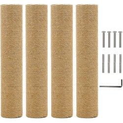 Kathson 4 Pieces Cat Scratching Post Replacement 15 Inch Natural Jute Replacement Extension Scratching Post for Cats Tree DIY Craft Refill Pole Parts Hemp Rope Scratching Climbing Perch for Indoor