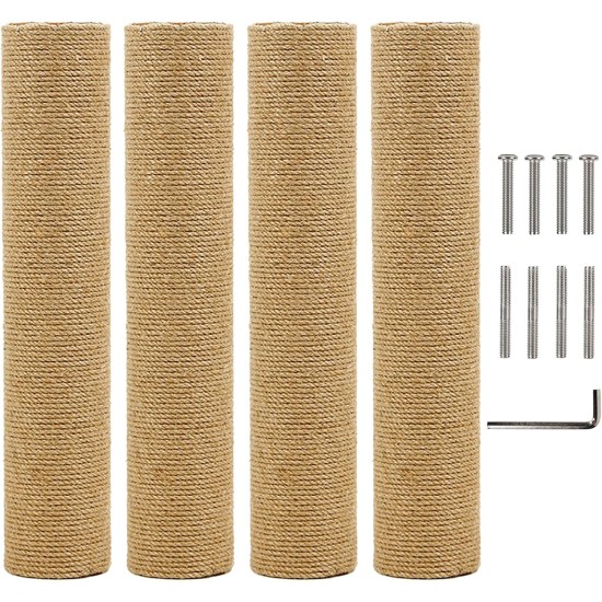 Kathson 4 Pieces Cat Scratching Post Replacement 15 Inch Natural Jute Replacement Extension Scratching Post for Cats Tree DIY Craft Refill Pole Parts Hemp Rope Scratching Climbing Perch for Indoor Kathson 4 Pieces Cat Scratching Post Replacement 15 Inch Natural Jute Replacement Extension Scratching Post for Cats Tree DIY Craft Refill Pole Parts Hemp Rope Scratching Climbing Perch for Indoor