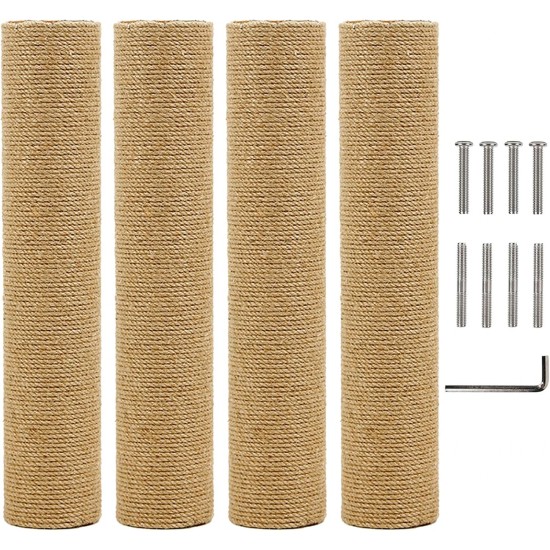Kathson 4 Pieces Cat Scratching Post Replacement 15 Inch Natural Jute Replacement Extension Scratching Post for Cats Tree DIY Craft Refill Pole Parts Hemp Rope Scratching Climbing Perch for Indoor Kathson 4 Pieces Cat Scratching Post Replacement 15 Inch Natural Jute Replacement Extension Scratching Post for Cats Tree DIY Craft Refill Pole Parts Hemp Rope Scratching Climbing Perch for Indoor