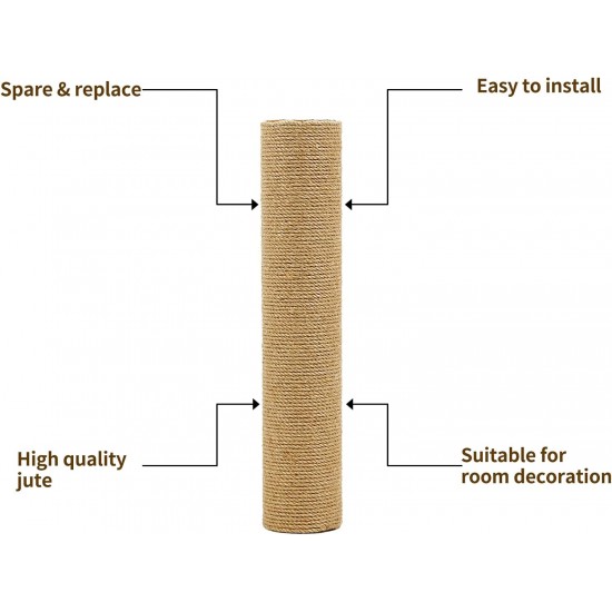 Kathson 4 Pieces Cat Scratching Post Replacement 15 Inch Natural Jute Replacement Extension Scratching Post for Cats Tree DIY Craft Refill Pole Parts Hemp Rope Scratching Climbing Perch for Indoor Kathson 4 Pieces Cat Scratching Post Replacement 15 Inch Natural Jute Replacement Extension Scratching Post for Cats Tree DIY Craft Refill Pole Parts Hemp Rope Scratching Climbing Perch for Indoor