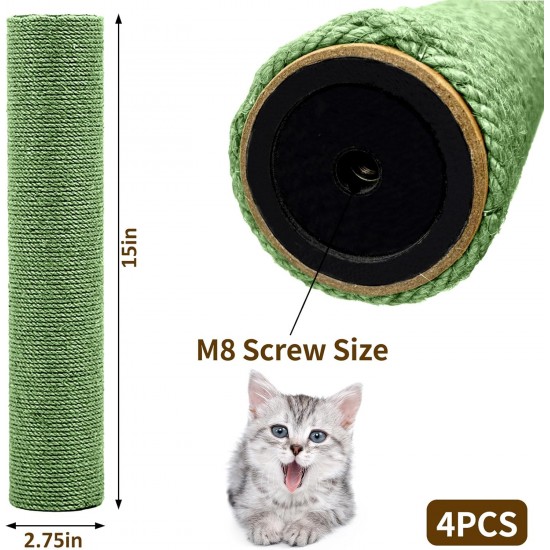 Kathson 4 Pieces Cat Scratching Post Replacement 15 Inch Natural Jute Replacement Extension Scratching Post for Cats Tree DIY Craft Refill Pole Parts Hemp Rope Scratching Climbing Perch for Indoor Kathson 4 Pieces Cat Scratching Post Replacement 15 Inch Natural Jute Replacement Extension Scratching Post for Cats Tree DIY Craft Refill Pole Parts Hemp Rope Scratching Climbing Perch for Indoor