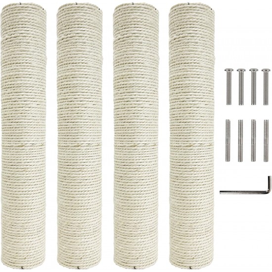 Kathson 4 Pieces Cat Scratching Post Replacement 15 Inch Natural Jute Replacement Extension Scratching Post for Cats Tree DIY Craft Refill Pole Parts Hemp Rope Scratching Climbing Perch for Indoor Kathson 4 Pieces Cat Scratching Post Replacement 15 Inch Natural Jute Replacement Extension Scratching Post for Cats Tree DIY Craft Refill Pole Parts Hemp Rope Scratching Climbing Perch for Indoor